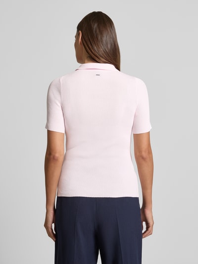 BOSS slim fit poloshirt van ribtricot Rosé - 5