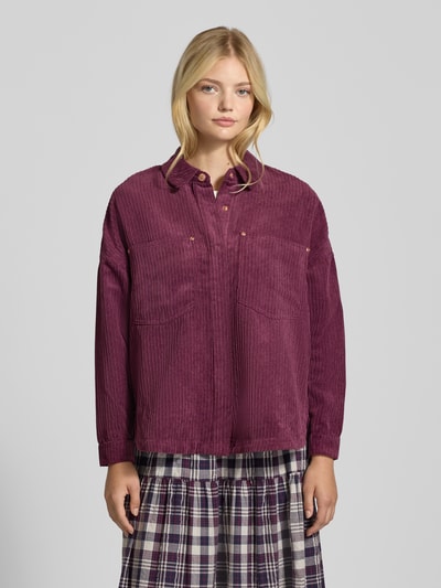 ONLY Relaxed fit corduroy blouse met borstzakken, model 'JANINE-RAI' Bordeaux - 4