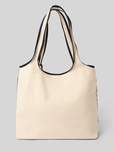Produktfoto, Strandtasche aus Baumwoll-Leinen-Mix von Tommy Hilfiger in Optik: Unifarben mit Kontrastdetails, Logo-Stitching, Magnetverschluss, Hauptfach, abnehmbarem Reißverschluss-Etui, Tragehenkel, Materialverarbeitung: Canvas.