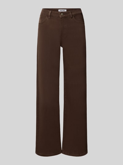 Produktfoto, braune Straight Leg Jeans im 5-Pocket-Design Modell 'YOLANDA' von NOISY MAY®, Baumwoll-Mix mit Stretch-Anteil, neutrale Fläche