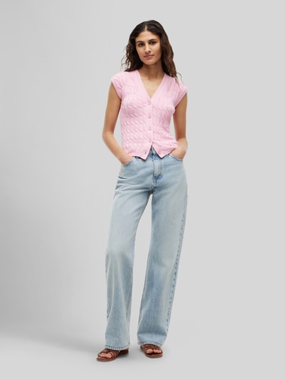 Tommy Hilfiger Regular Fit Strickweste aus reiner Baumwolle Pink 1