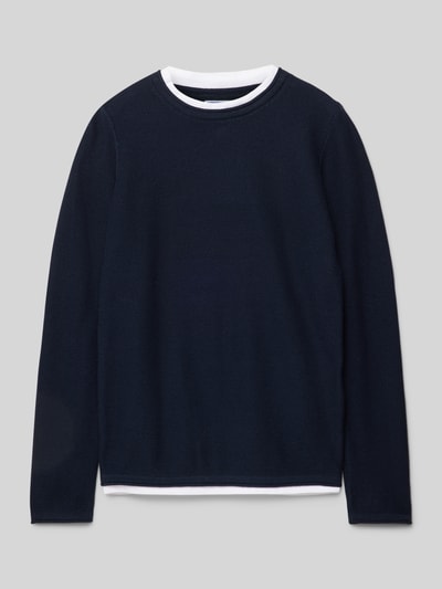 Jack & Jones Gebreide pullover met structuurmotief, model 'TWINN' Marineblauw - 1