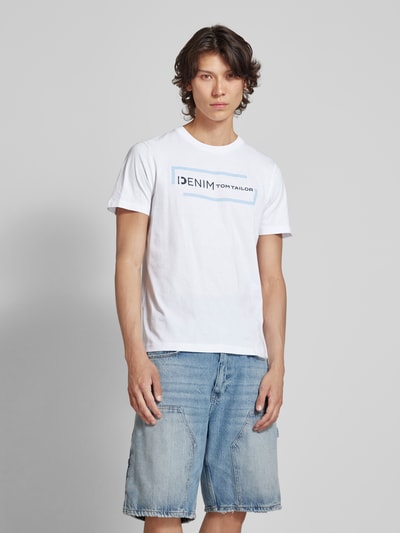 Tom Tailor Denim T-Shirt mit Rundhalsausschnitt Weiss 4