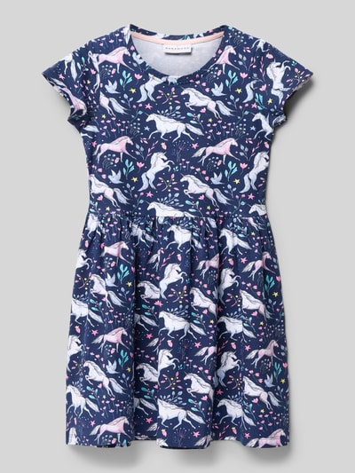 DANAMADE Jurk in all-over look met ronde hals Marineblauw - 1