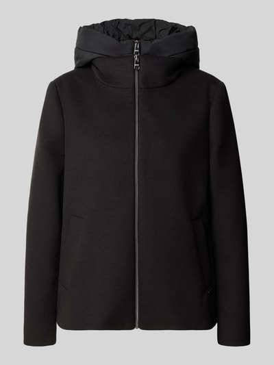Productfoto, zwarte Jacke mit Reißverschluss Modell 'MIRO' van CINQUE, regular fit, mix van materialen met viscose, met capuchon