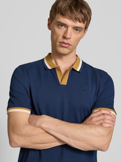 Blend Regular fit poloshirt met V-hals, model 'Evo' Marineblauw - 3
