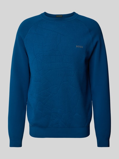 BOSS Green Pullover met labelprint, model 'Ritor' Petrol - 2