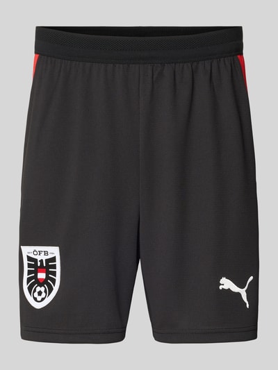 Produktfoto, ÖFB Home Short Replica mit elastischem Bund von PUMA PERFORMANCE in Schwarz mit Logo-Print, ÖFB Patch, Loose-Fit Textur