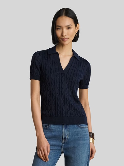 Lauren Ralph Lauren Koszulka polo o kroju regular fit z tkanego materiału – mieszanka bawełny Granatowy 4