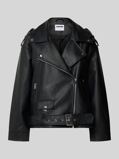 Noisy May Bikerjack in leerlook, model 'PAULINA' Zwart - 2