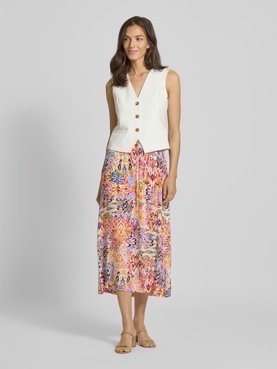 ICHI Spódnica midi z elastycznym pasem model ‘MARRAKECH’ Mocnoróżowy 1