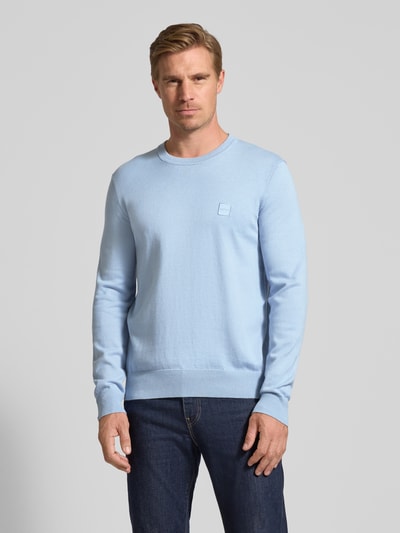BOSS Orange Regular Fit Strickpullover aus Baumwoll-Kaschmir-Mix Hellblau 4