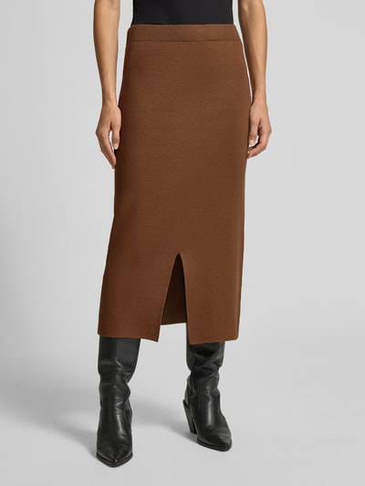 Christian Berg Woman Midirock mit Gehschlitz Cognac 4