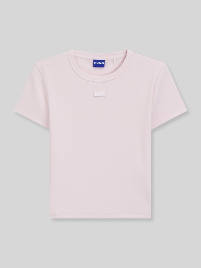HUGO Blue t-shirt o kroju slim fit, krój krótki, z mieszanka bawełny
model 'BABY TEE_B' Jasnoróżowy 2