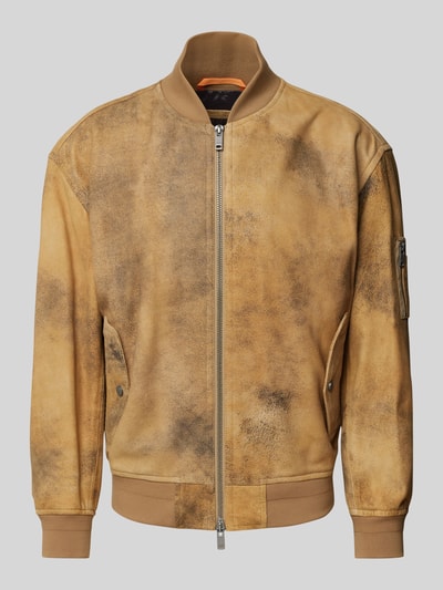 BOSS Orange Bomberjacke mit gerippten Abschlüssen Modell 'Jotaco' Camel 2