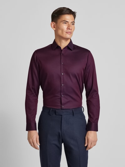 Jake*s Regular Fit Business-Hemd mit Kentkragen Aubergine 4