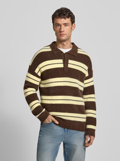 Jake*s Studio Men Strickpullover mit Polokragen und Knopfleiste Schoko 4