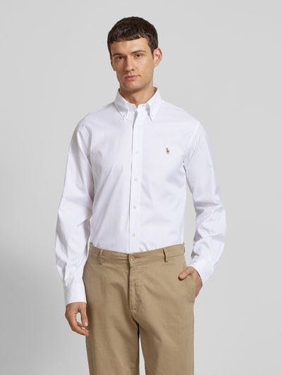 Polo Ralph Lauren Custom Fit Business-Hemd mit Logo-Stitching Weiss 4