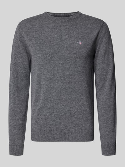GANT Regular Fit Pullover aus reiner Wolle Mittelgrau Melange 1