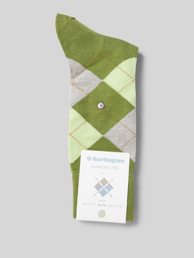 Burlington Socken mit Label-Applikation Modell 'MANCHESTER' Dunkelgruen 3