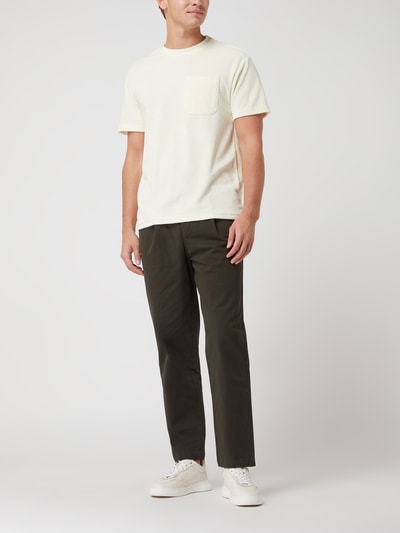 Minimum Tapered fit chino met stretch, model 'Pleat' Olijfgroen - 1