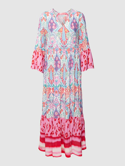 Yippie Hippie Midi-jurk van viscose met all-over motief Felroze - 2