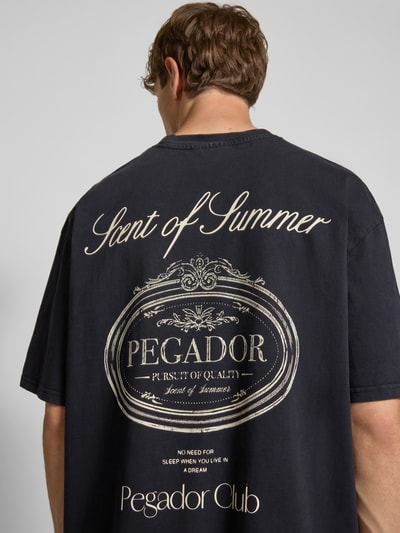 Pegador Oversized T-shirt met label- en statementprint, model 'Ramon' Zwart - 3