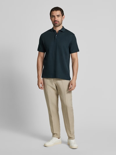 Samsøe Samsøe Regular Fit Poloshirt mit Strukturmuster Modell 'SAJASE' Marine 1