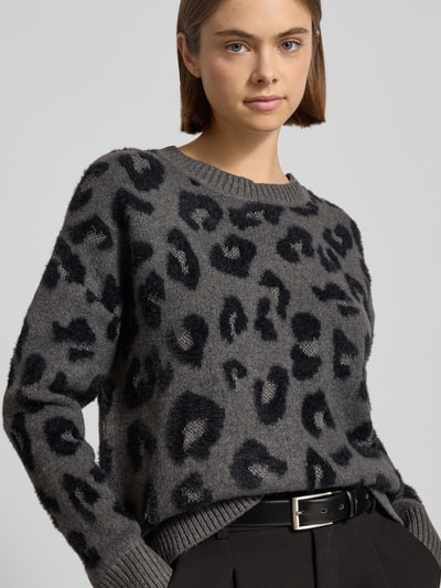 Only Regular Fit Strickpullover mit Animal Print Modell 'SARA' Graphit 3