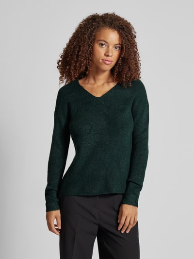 Only Pullover met V-hals, model 'CAMILLA' Donkergroen - 4