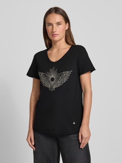 MOS MOSH T-Shirt mit Label-Detail Modell 'Gethi' Black 4