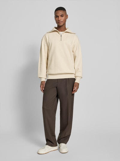 BOSS Regular Fit Troyer aus reiner Baumwolle Modell 'SIDNEY' Offwhite 1