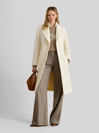 Lauren Ralph Lauren Lange jas van wol met strikceintuur Offwhite - 1