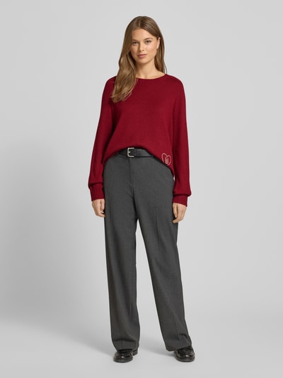 Liu Jo White Strickpullover mit Ziersteinbesatz aus Kaschmir-Anteil Dunkelrot 1