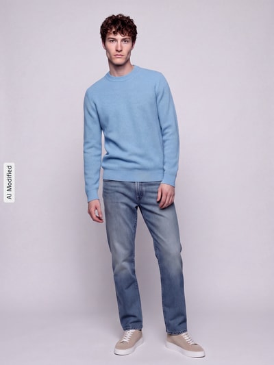 Selected Regular Fit Pullover aus reiner Baumwolle Modell 'DANE' Hellblau 1