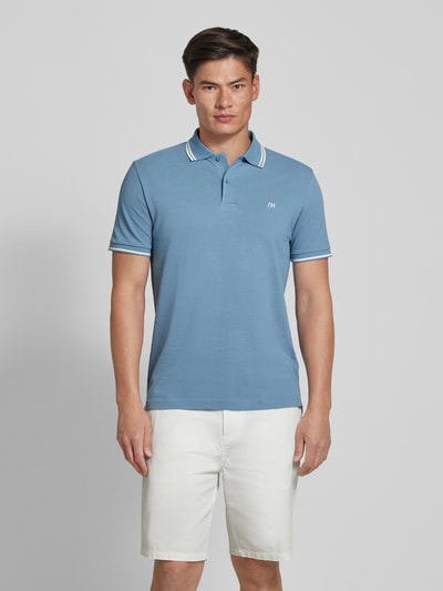 SELECTED HOMME Poloshirt mit kurzer Knopfleiste Modell 'DANTE' Jeansblau 4