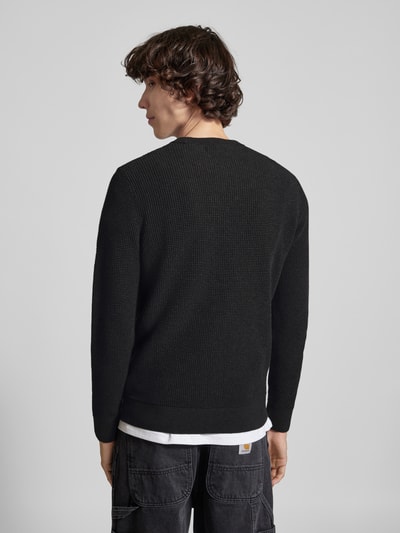 Superdry Gebreide pullover met structuurmotief en ronde hals Zwart - 5