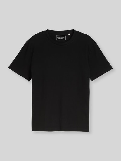 Produktfoto, Regular Fit T-Shirt aus Baumwoll-Mix von Tom Tailor Denim in Schwarz, Optik: Unifarben, Piqué-Textur, Herren T-Shirt.