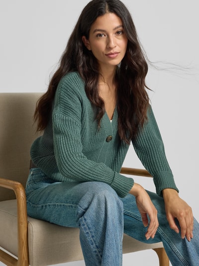 VERO MODA Regular fit gebreid jack met sierknopen, model 'LEA' Donkergroen - 3