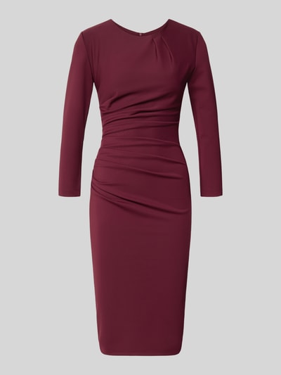 Produktfoto, Cocktailkleid mit Raffungen von Rinascimento in Bordeaux, Material-Mix mit Stretch-Anteil, taillierte Passform, knielang