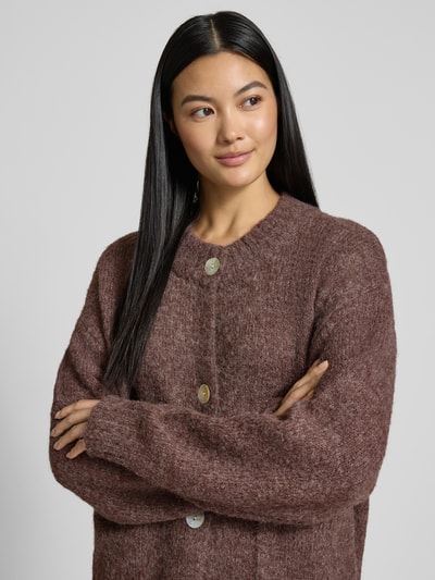 FREE/QUENT Gebreid jack met knoopsluiting, model 'Lulu' Donkerbruin - 3