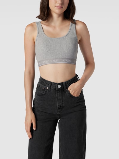 Polo Ralph Lauren Bustier in riblook, model 'BRALETTE SLEEVELESS TANK' Lichtgrijs gemêleerd - 4