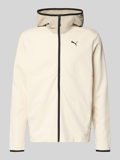 Produktfoto, Sweatjacke mit Kapuze von PUMA PERFORMANCE aus Baumwoll-Mix in Creme mit Kapuze, Reißverschluss, Label-Print, Eingrifftaschen.