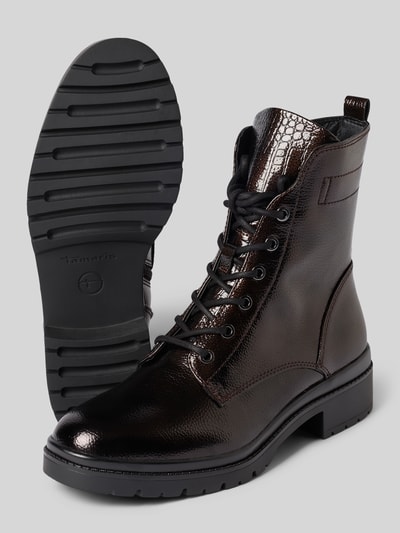 Tamaris Schnürstiefel mit Label-Detail und Strukturmuster Dunkelbraun 4