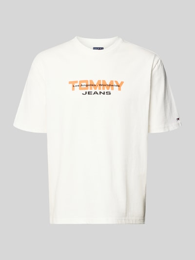 Produktfoto, Regular Fit T-Shirt aus reiner Baumwolle von Tommy Jeans mit Optik: Unifarben, Label-Schriftzug, Materialverarbeitung: Webware, Rundhals, Kurzarm, Ärmelabschluss: Gerade