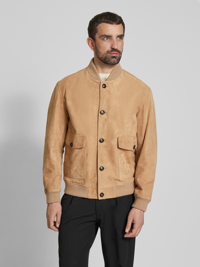 BOSS Lederjacke aus echtem Ziegenleder Modell 'Melot' Beige 4