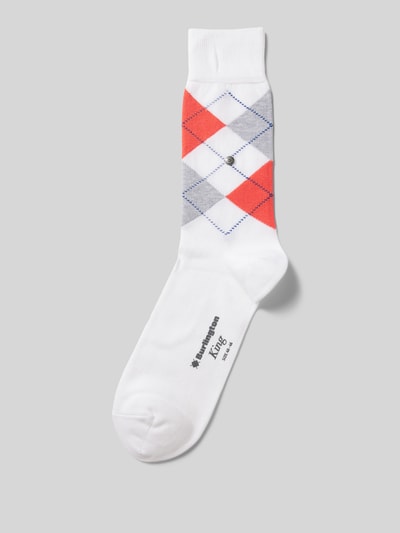 Burlington Socken mit grafischem Muster Modell 'KING' Weiss 1