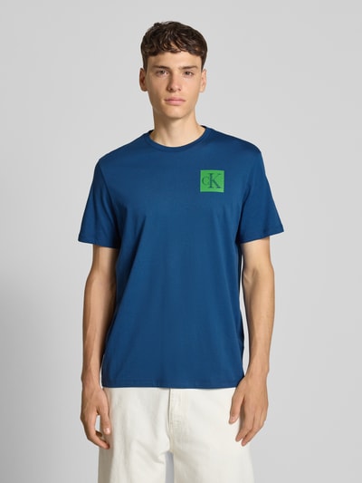 Calvin Klein Jeans Regular fit T-shirt van puur katoen met logoprint Donkerblauw - 4
