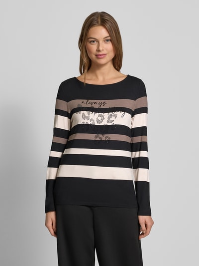 Betty Barclay Slim fit shirt met lange mouwen met strass-steentjes, model 'Oktober' Zwart - 4