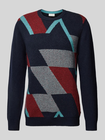 Tom Tailor Regular fit gebreide pullover met wol en meerkleurig, geometrisch motief Bordeaux - 2